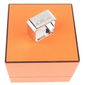 Silver Rectangular Stamped Wide Band Ring - Women Accessories
